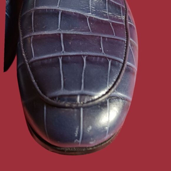 Sam Edelman Women Croc- Loafers With Gold Accent Navy Blue 6.5M - Picture 8 of 13